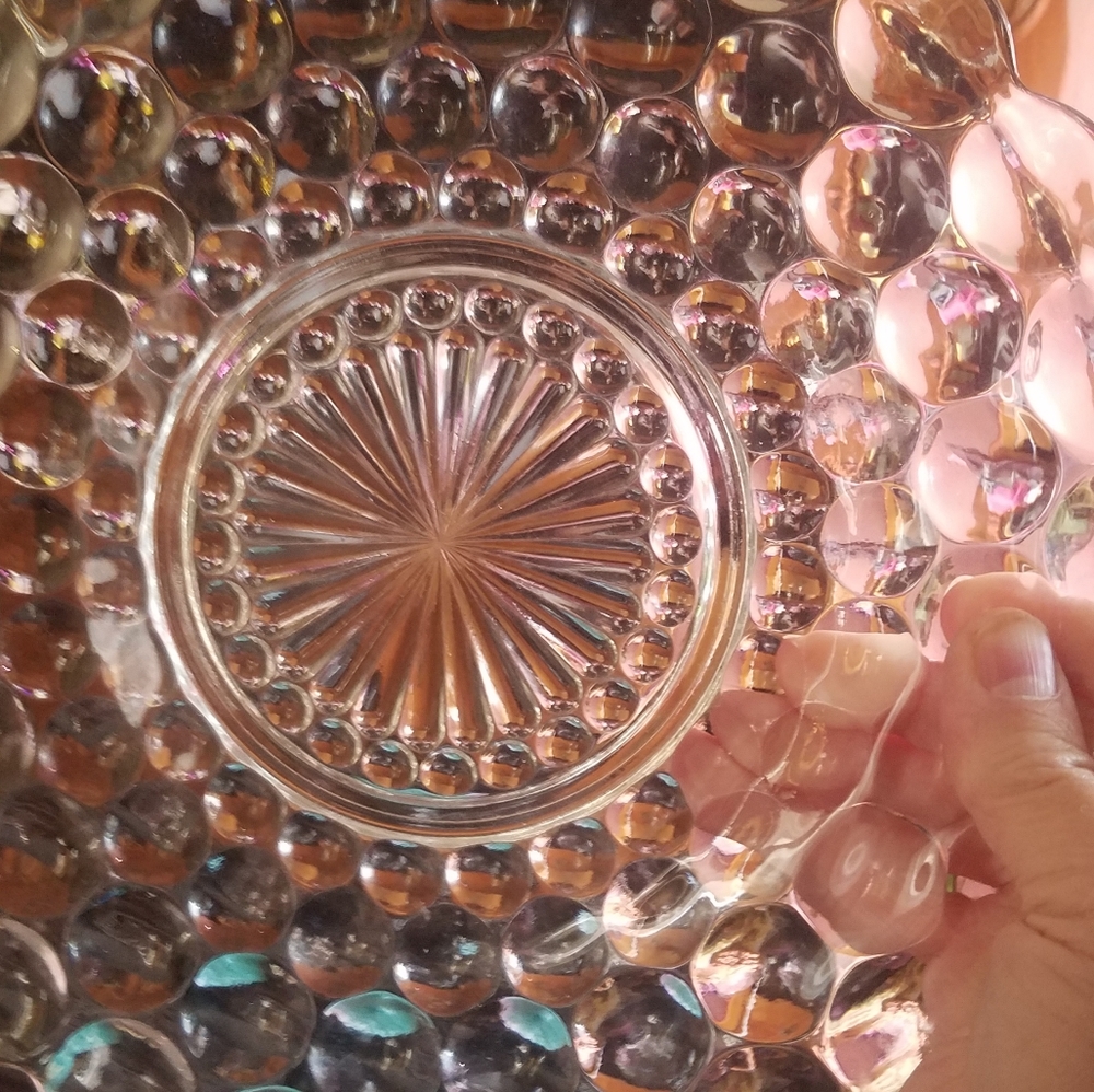 Vintage hobnail dinner plates